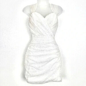 Portia & Scarlett Bodycon Glittered White Tulle Dress